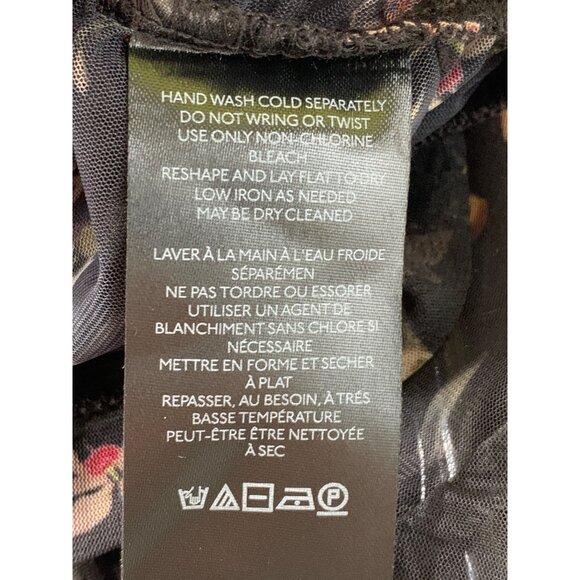 Maeve By Anthropologie XXS Sheer Black Mesh Floral Ruched Top NWT - Picture 6 of 10